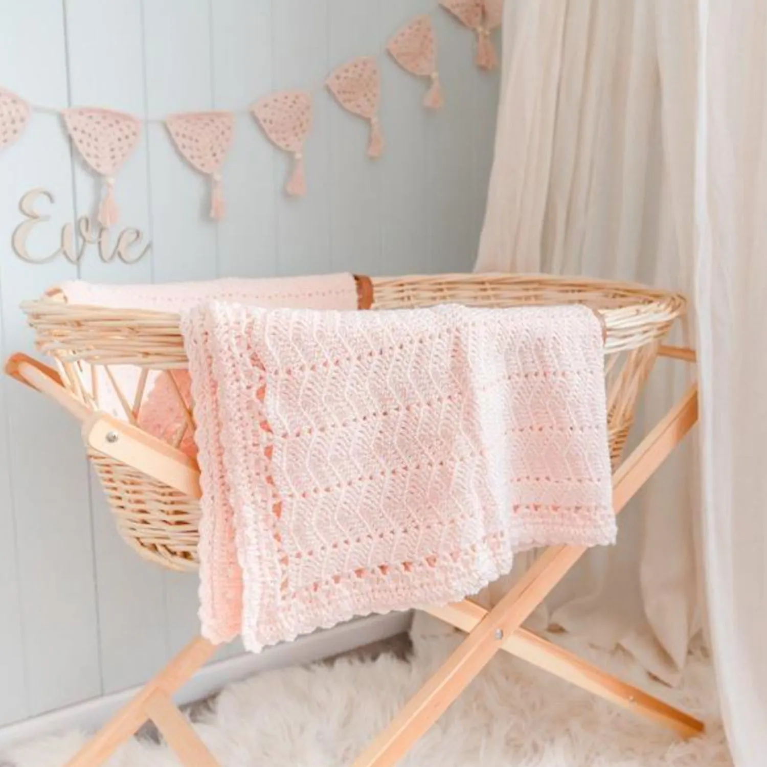 Crochet Bunting Flag  Peach