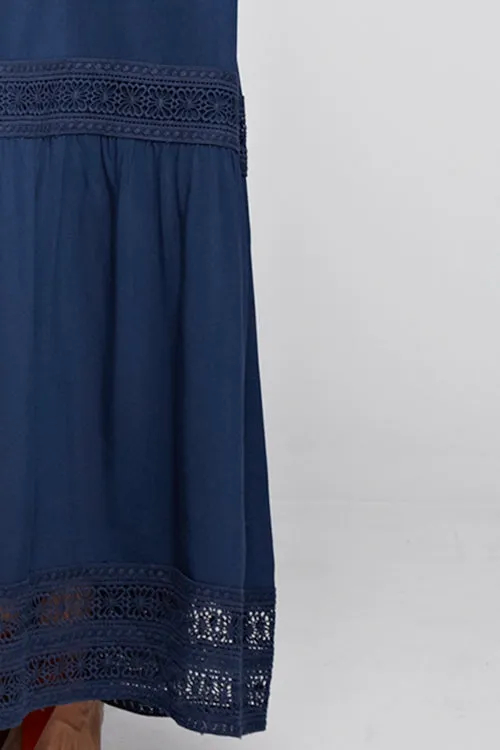 Crochet Detail Strapless Maxi Summer Dress