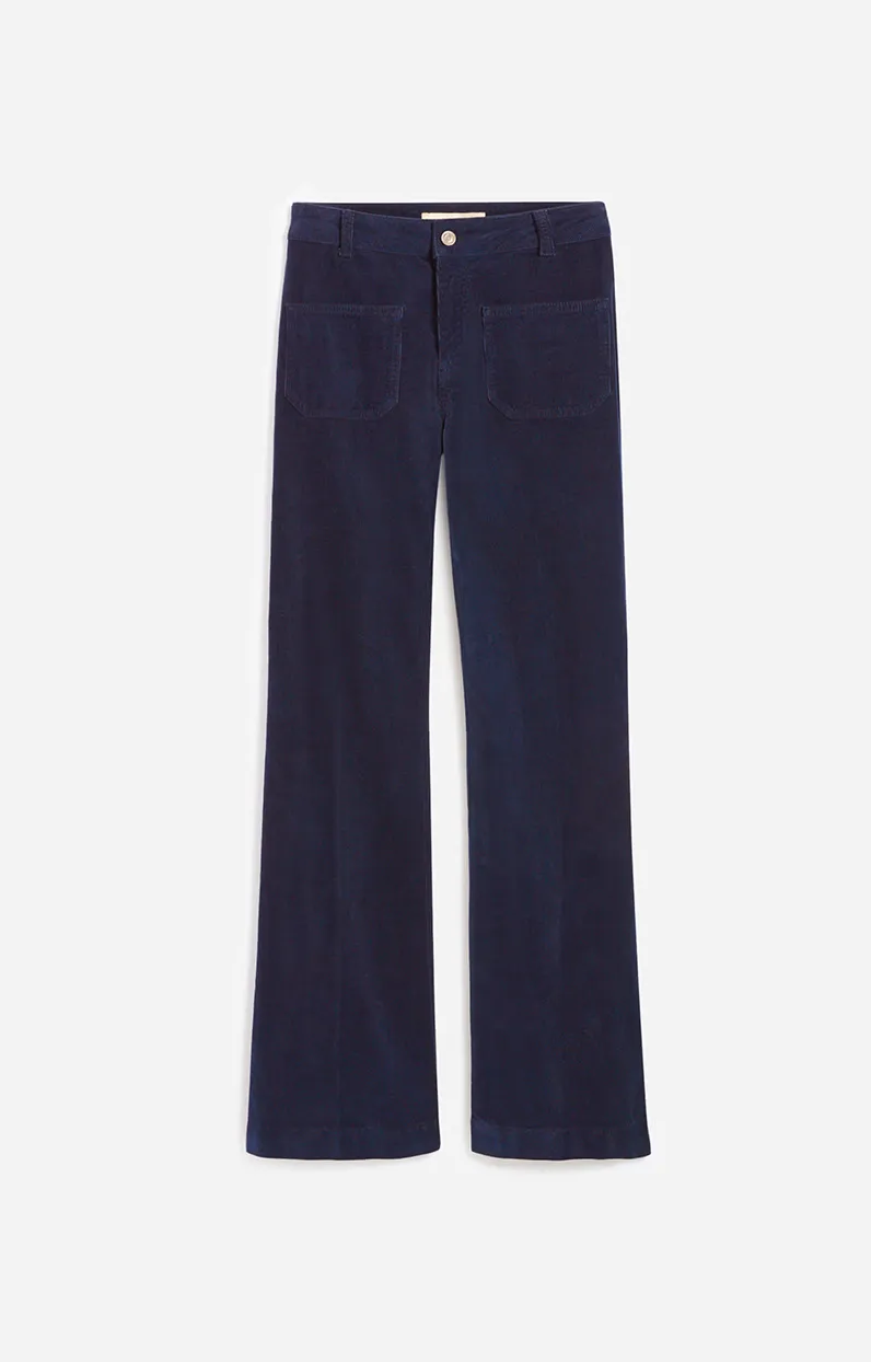 Dompay Fine Corduroy Pants in Marine By Vanessa Bruno