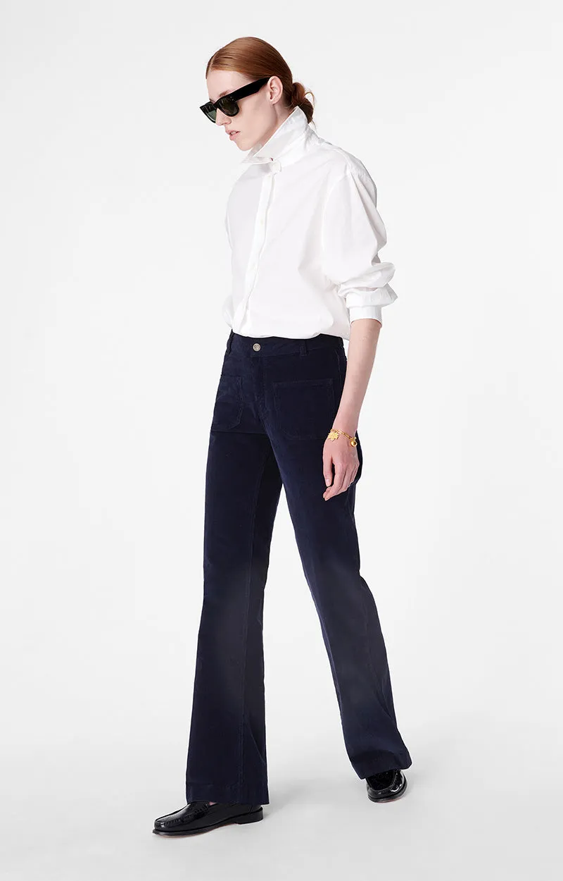 Dompay Fine Corduroy Pants in Marine By Vanessa Bruno
