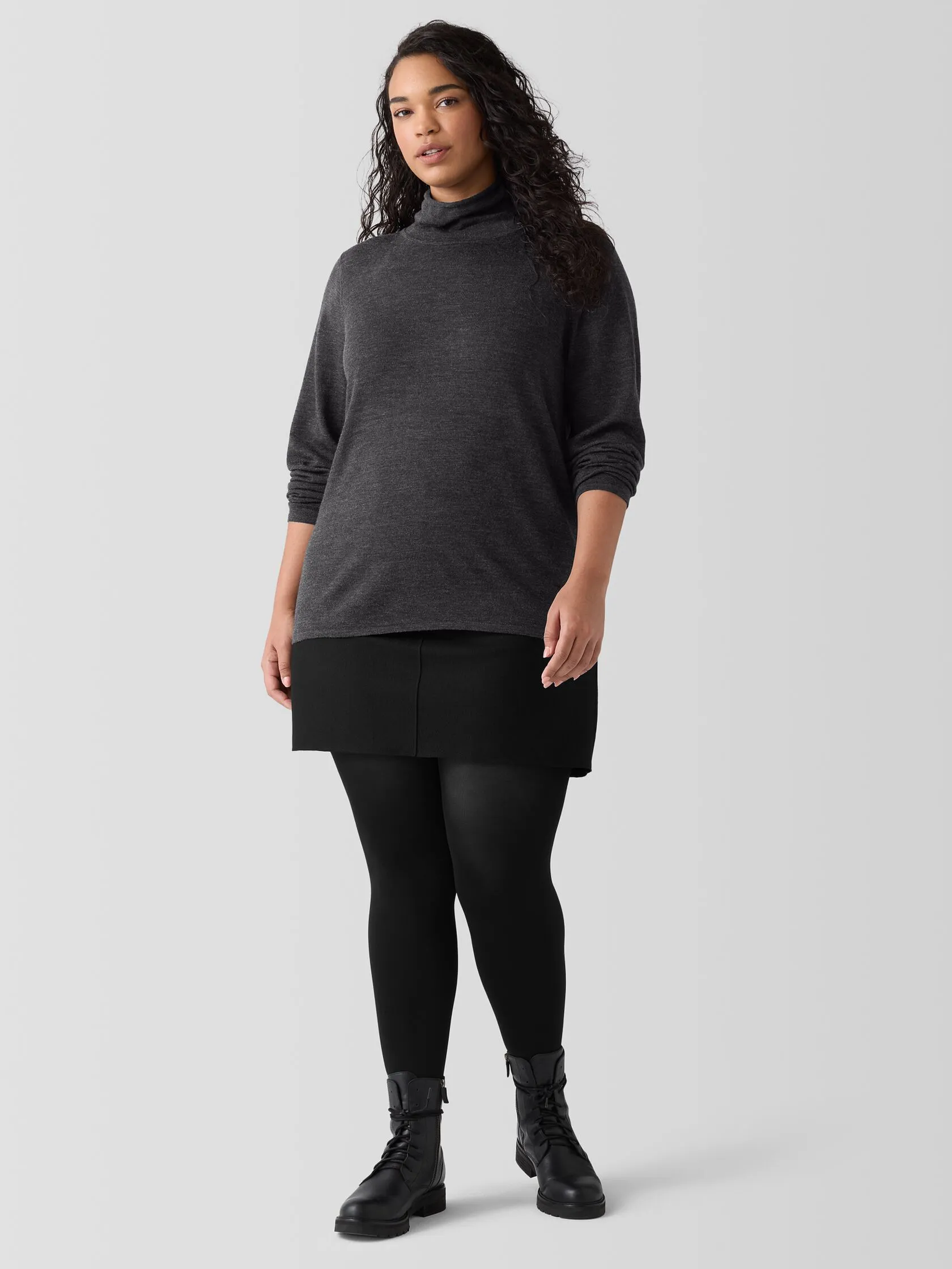 Eileen Fisher Fine Merino Long Sleeve Turtleneck in Charcoal