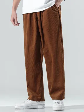 Elastic Waistband Corduroy Pants