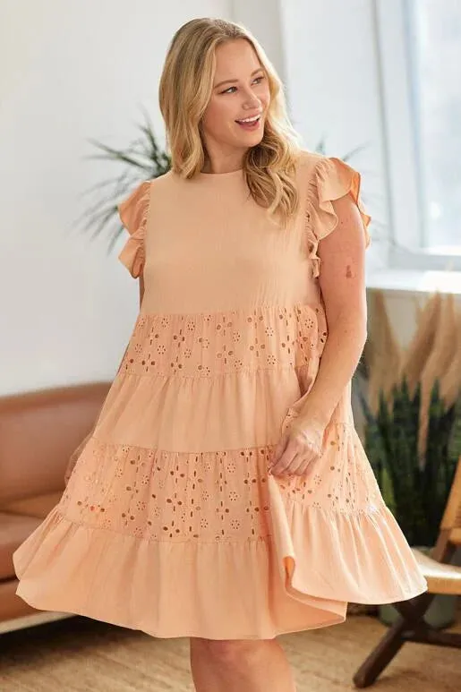 Eleanor Eyelet Dress - Apricot