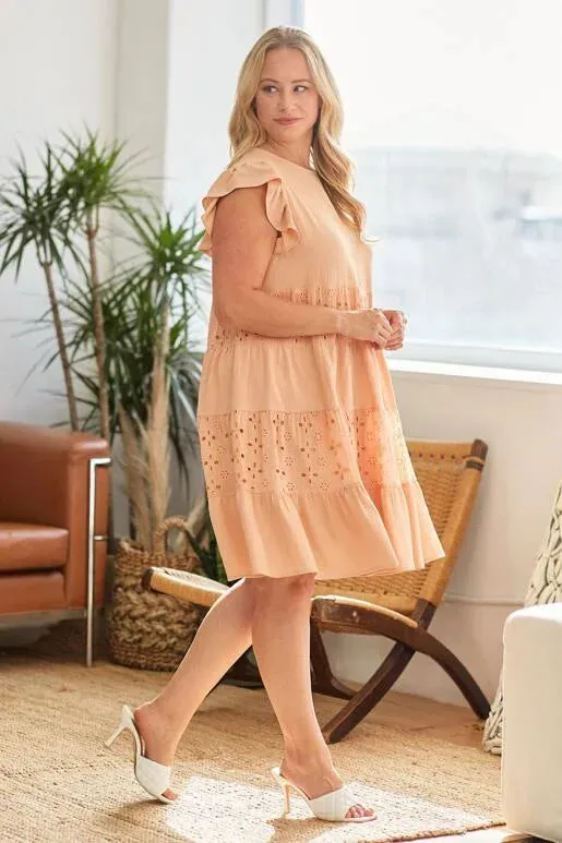 Eleanor Eyelet Dress - Apricot