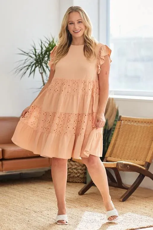 Eleanor Eyelet Dress - Apricot