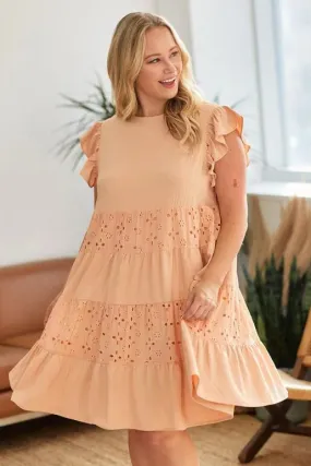 Eleanor Eyelet Dress - Apricot