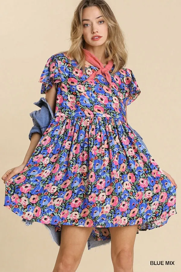 Floral Babydoll Dress, Blue