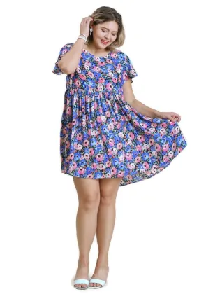 Floral Babydoll Dress, Blue