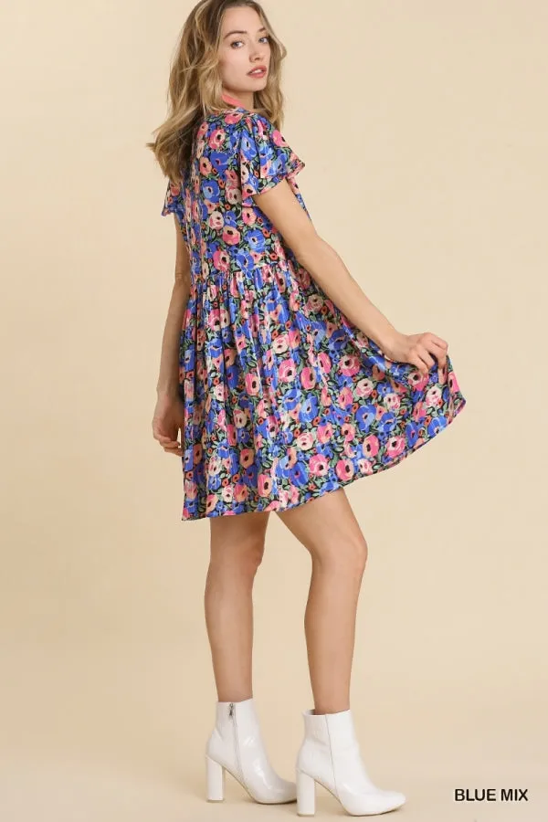 Floral Babydoll Dress, Blue