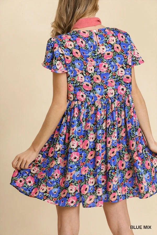 Floral Babydoll Dress, Blue