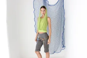 FOUND IN GREECE Y2K Lime Green Sheer Mesh & Sequin Hooded Top look