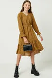 Girls Printed Button Down Maxi Dress