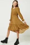 Girls Printed Button Down Maxi Dress
