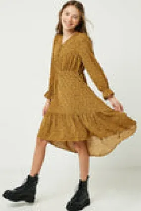 Girls Printed Button Down Maxi Dress