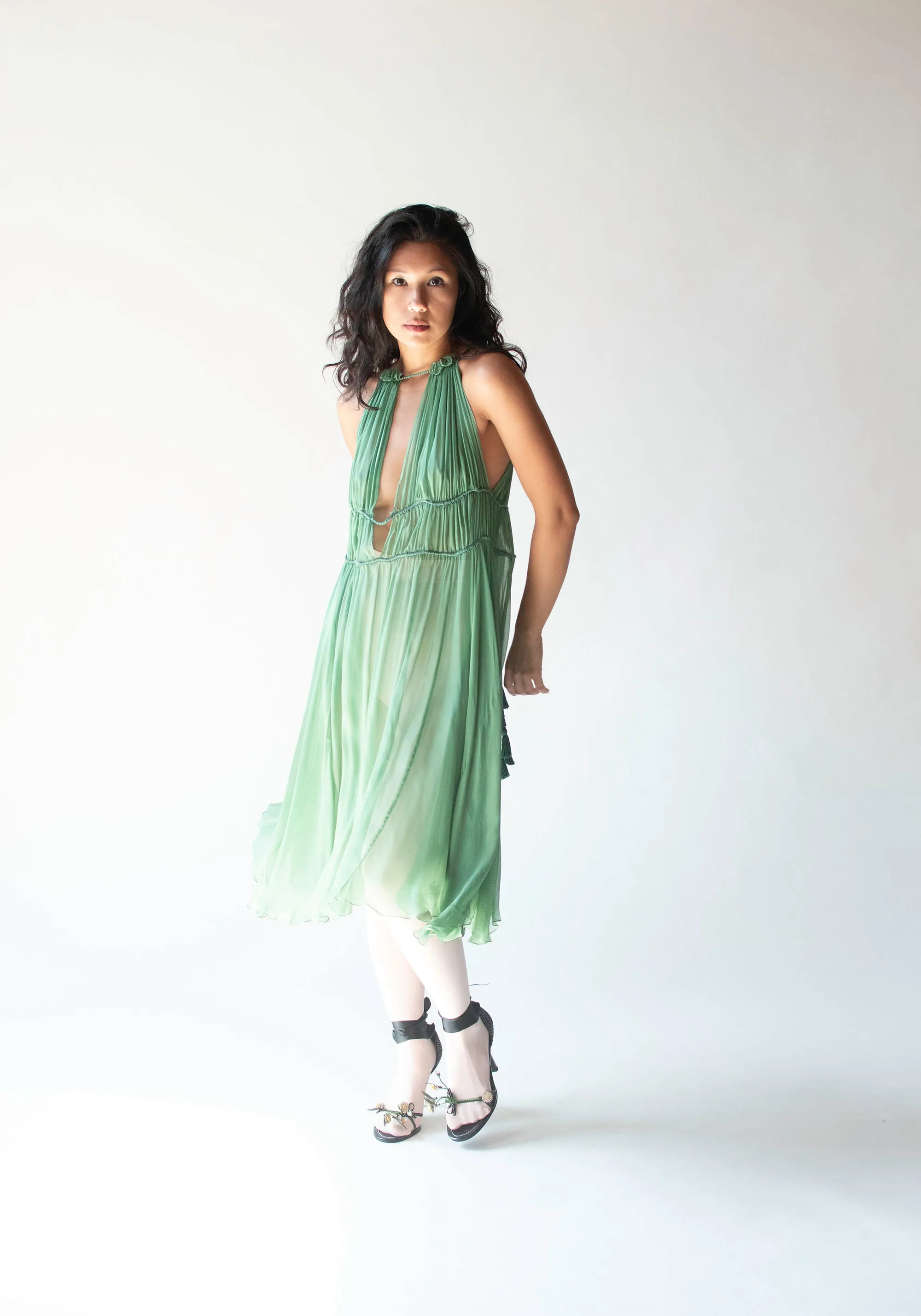Green Chiffon Dress | Alberta Ferretti