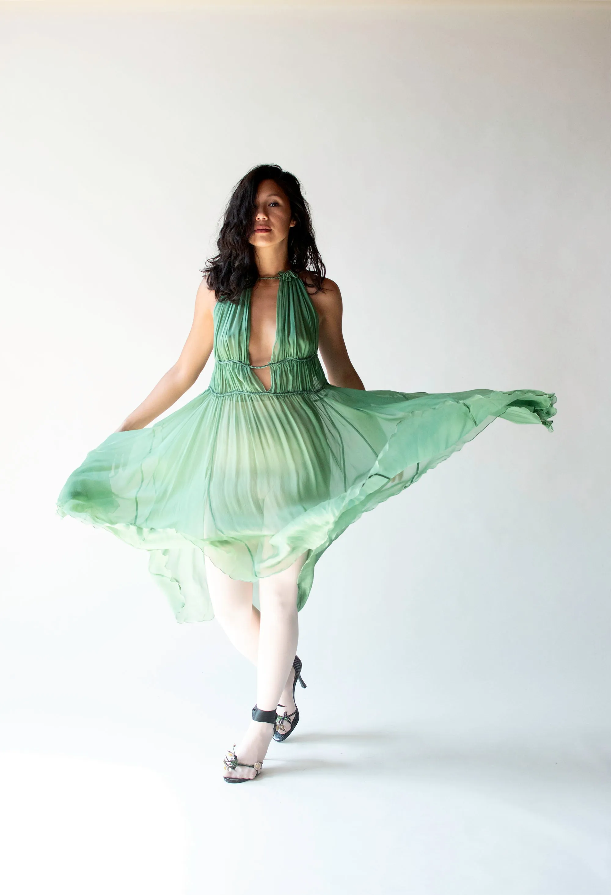 Green Chiffon Dress | Alberta Ferretti