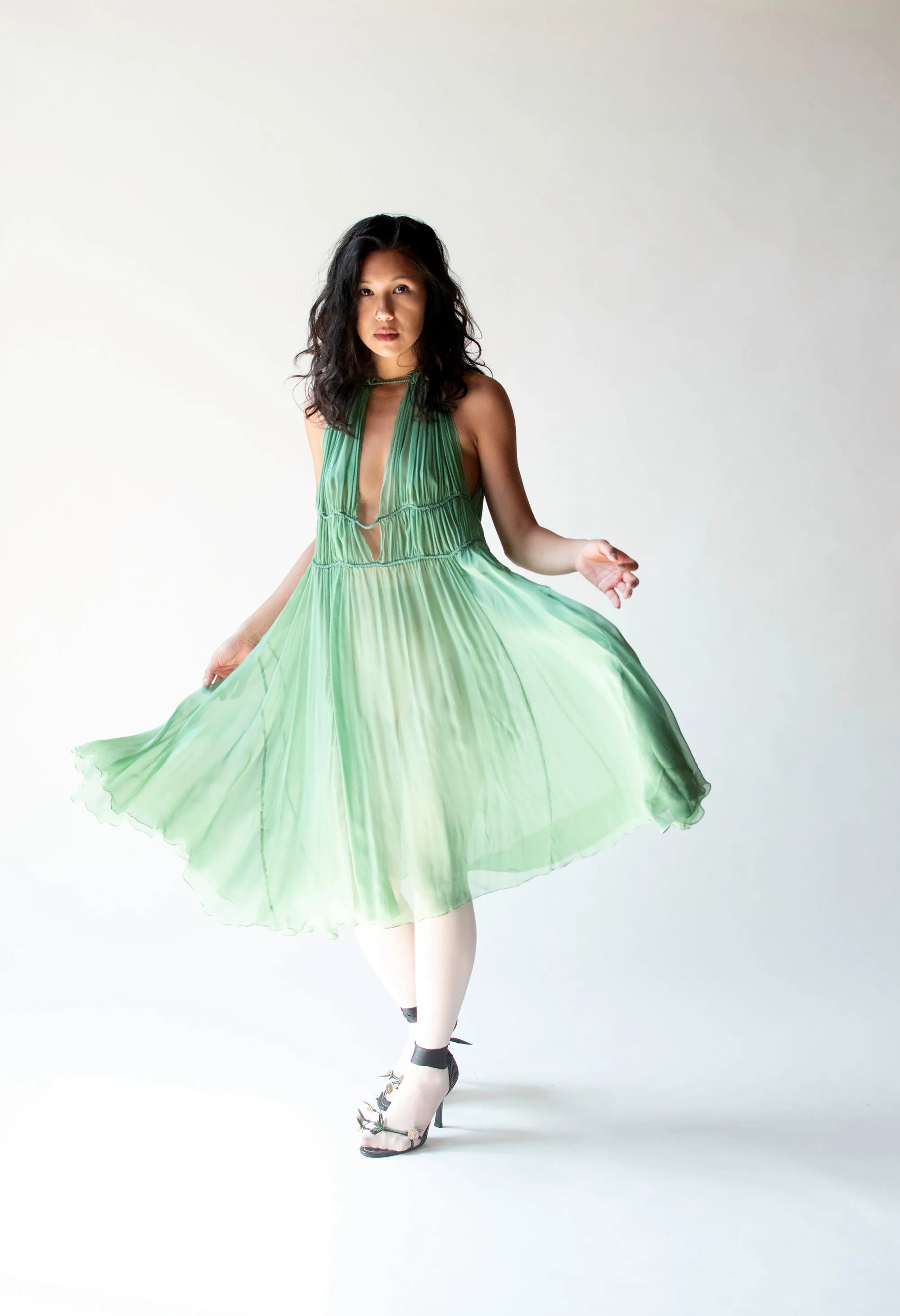 Green Chiffon Dress | Alberta Ferretti