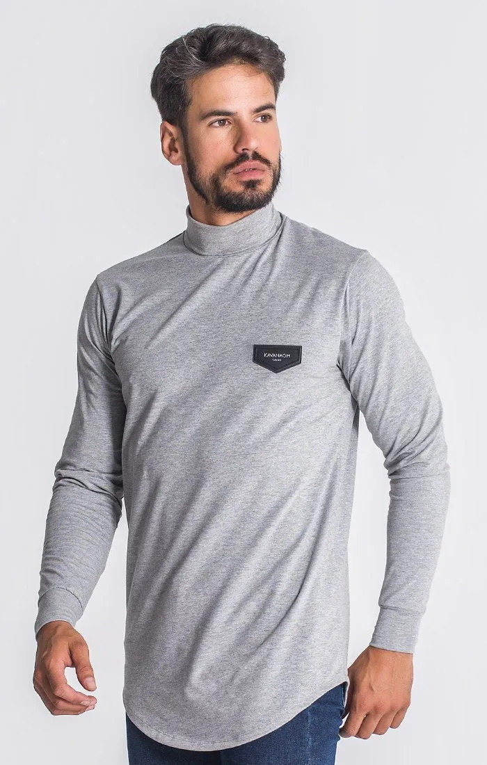Grey Melange Core Turtleneck Long Sleeve Tee