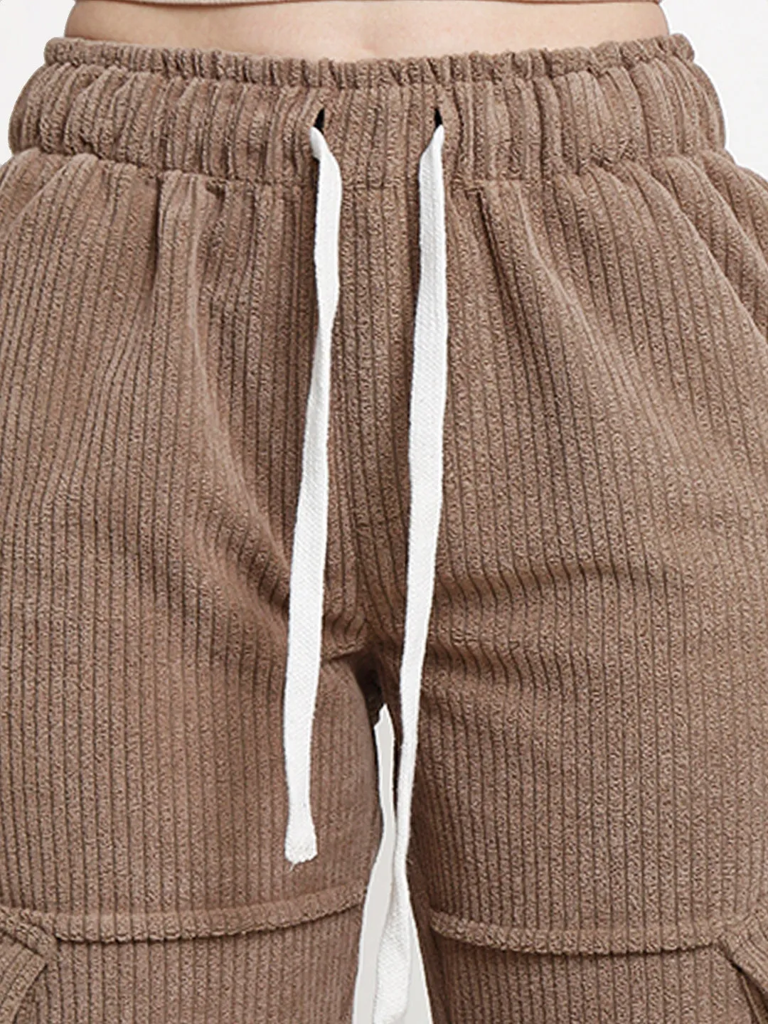 Grey Straight Fit Utility Corduroy Cargo Pants