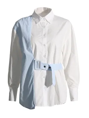 Harlie Colorblock Casual Belt Shirt