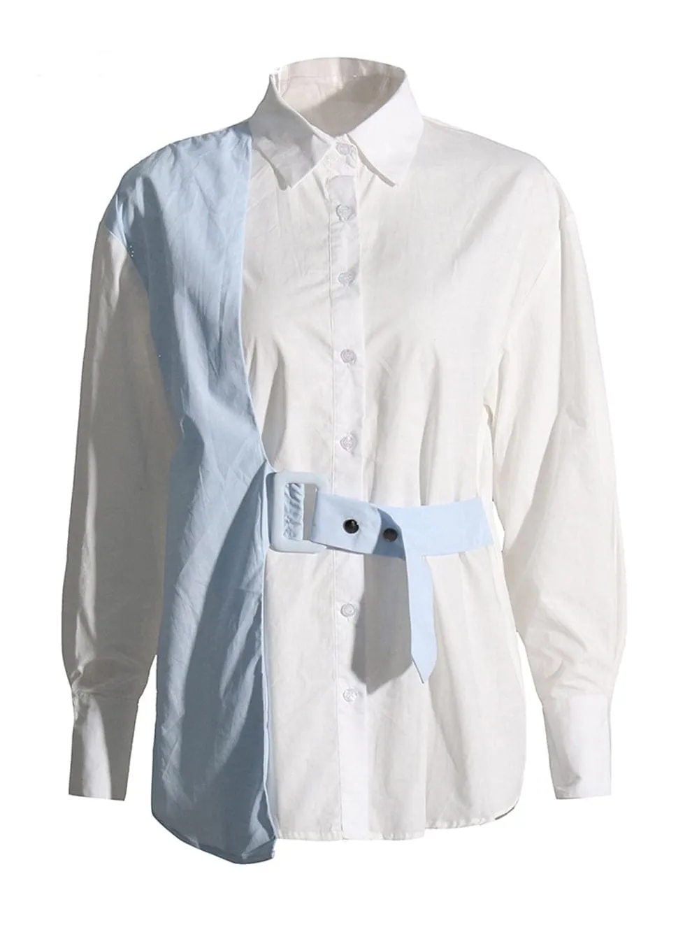 Harlie Colorblock Casual Belt Shirt