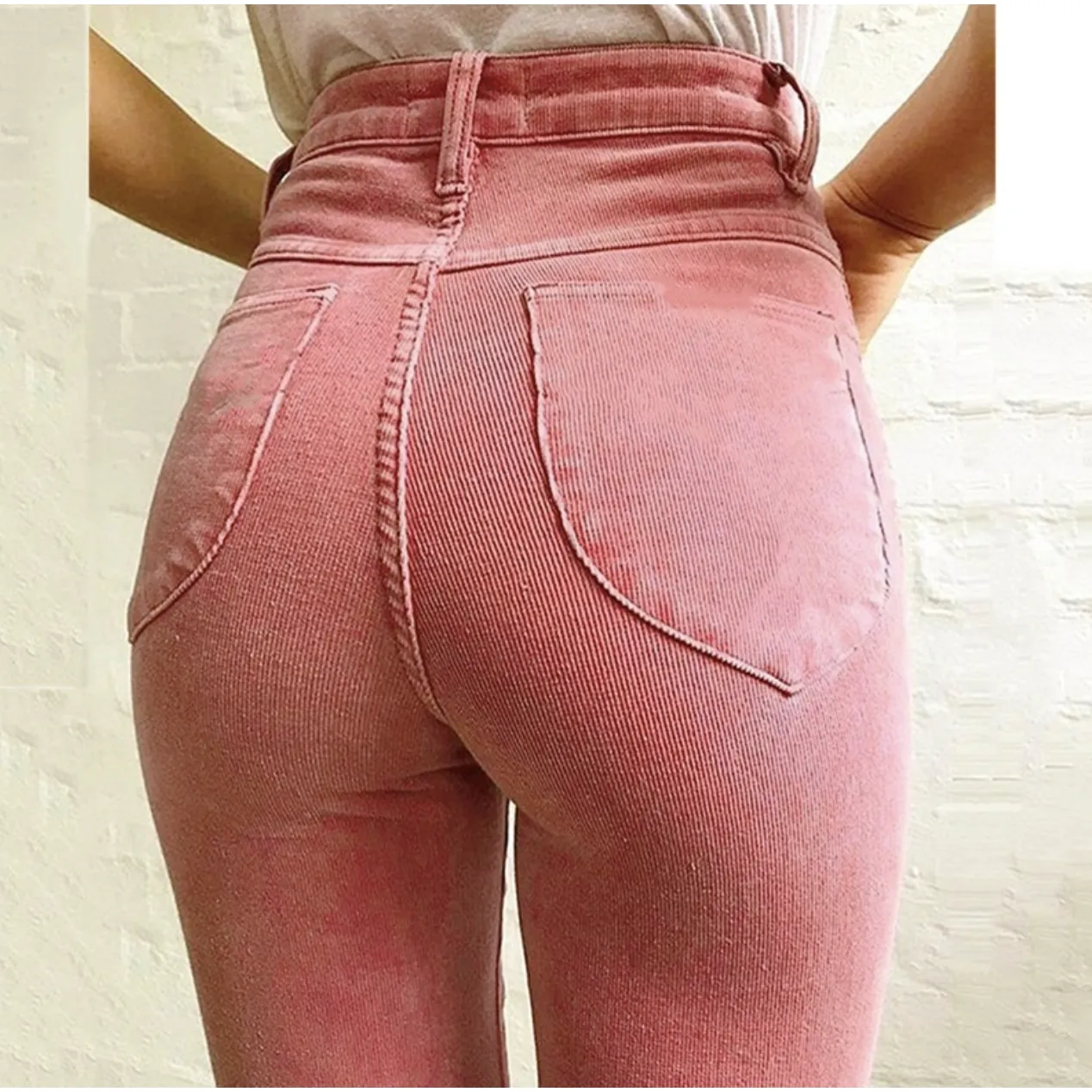 High Waist Corduroy Stretch Flare Pants