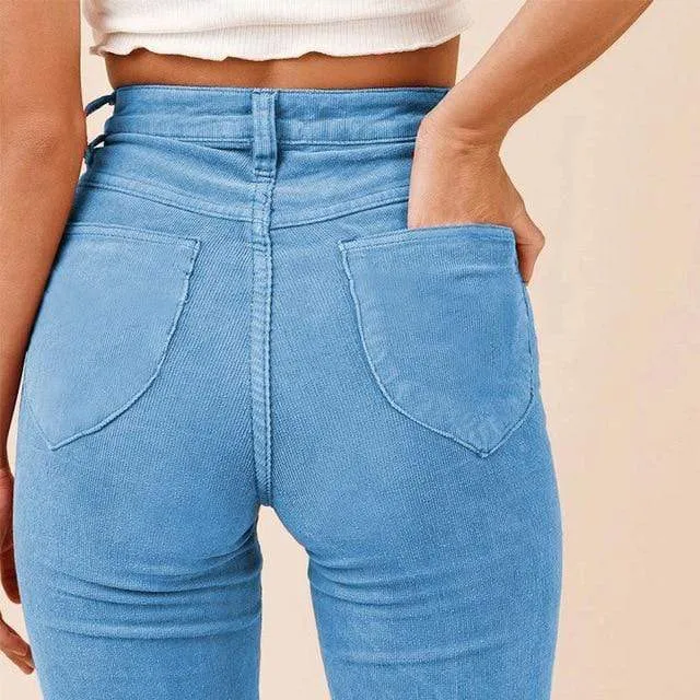 High Waist Corduroy Stretch Flare Pants