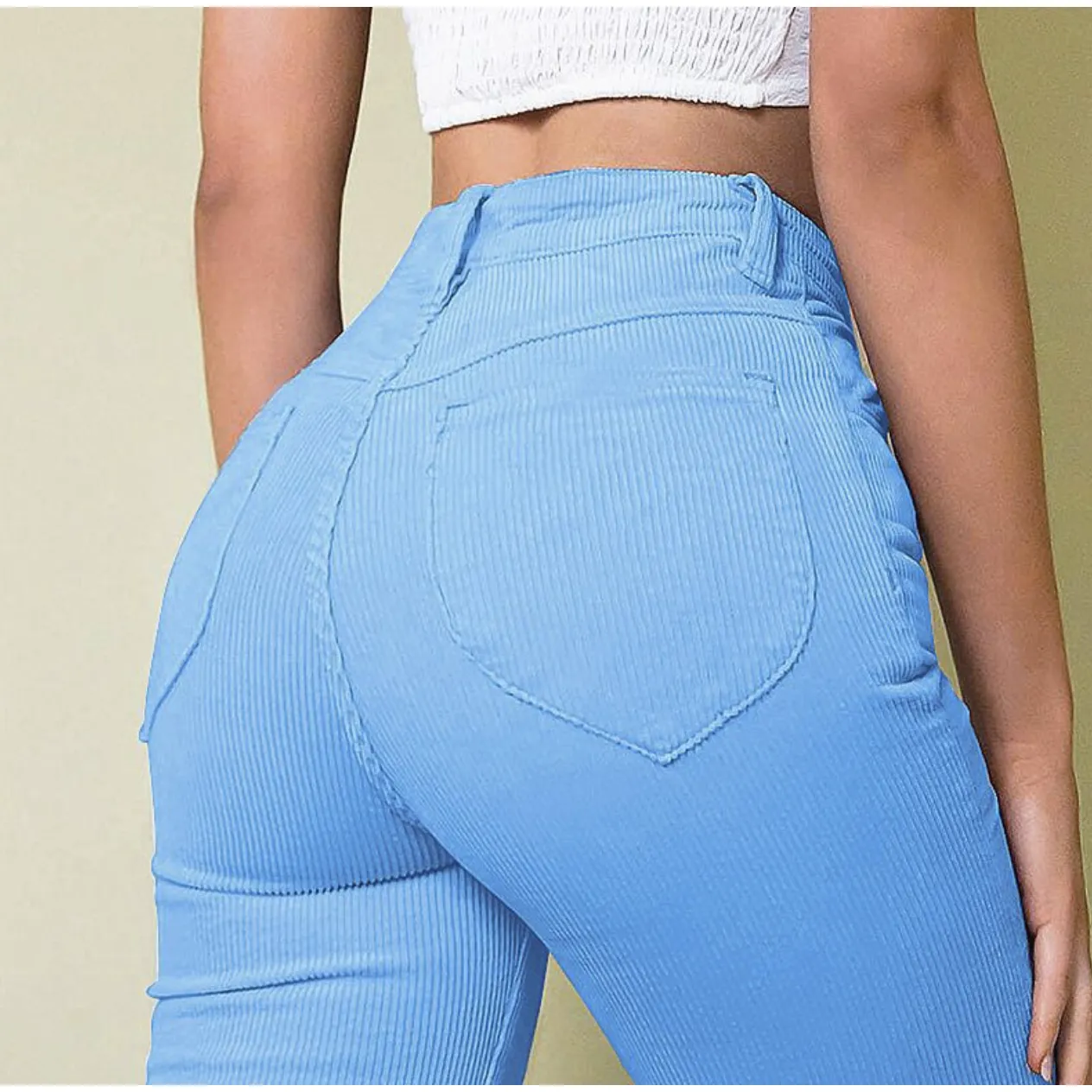High Waist Corduroy Stretch Flare Pants