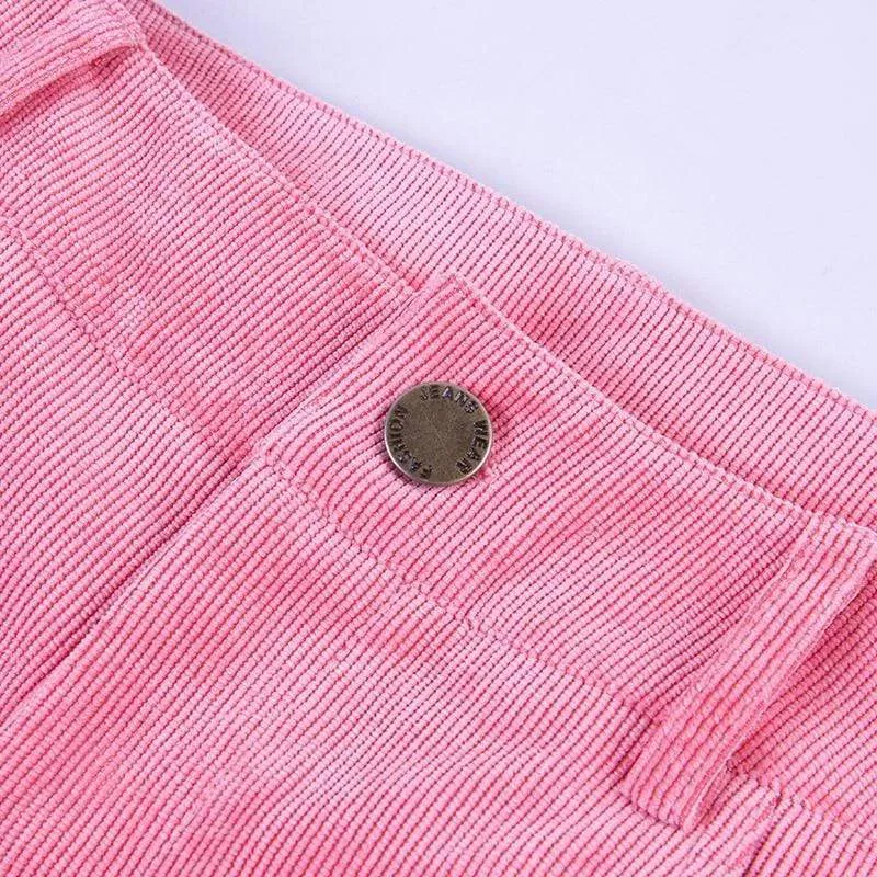 High Waist Corduroy Stretch Flare Pants