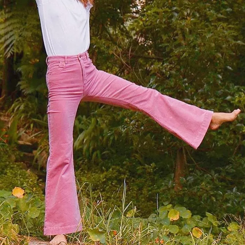 High Waist Corduroy Stretch Flare Pants