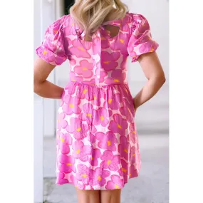 Hot Pink BabyDoll Flower Dress