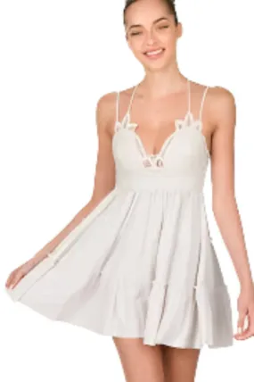 Ivory Crochet Lace Ruffle Cami Dress