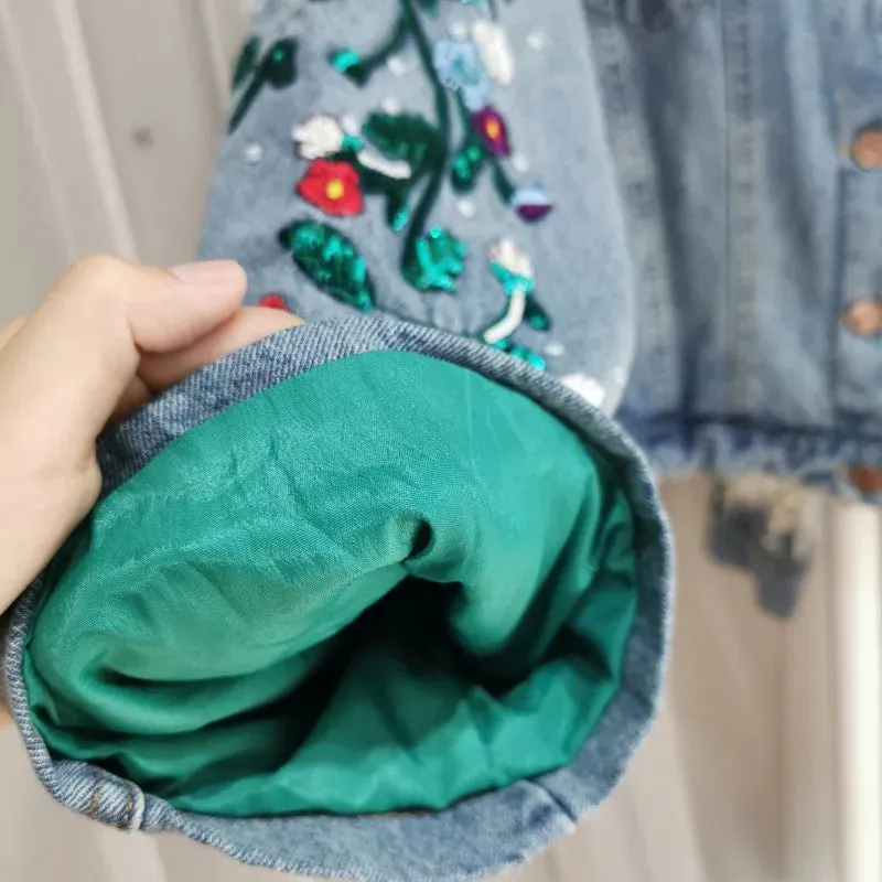 Jane Floral Embroidery Denim Jackets