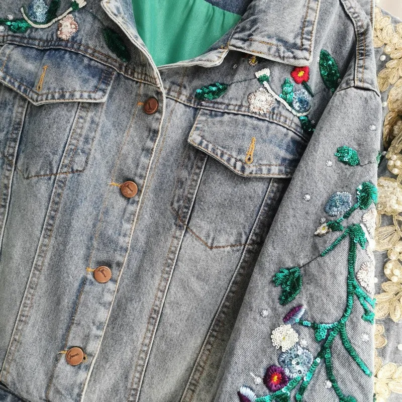 Jane Floral Embroidery Denim Jackets