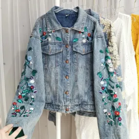 Jane Floral Embroidery Denim Jackets