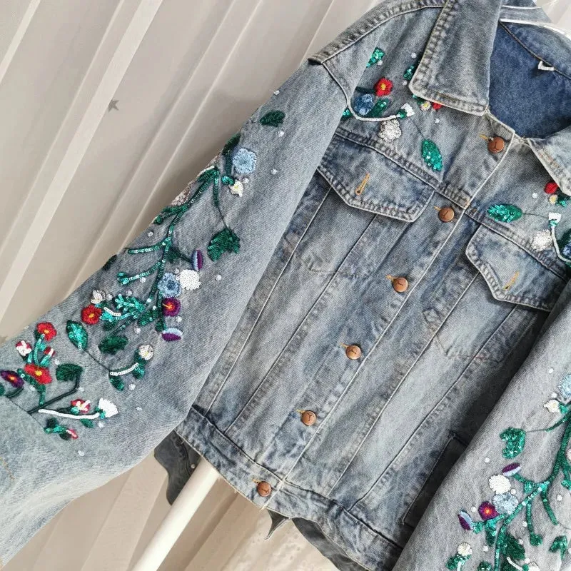 Jane Floral Embroidery Denim Jackets