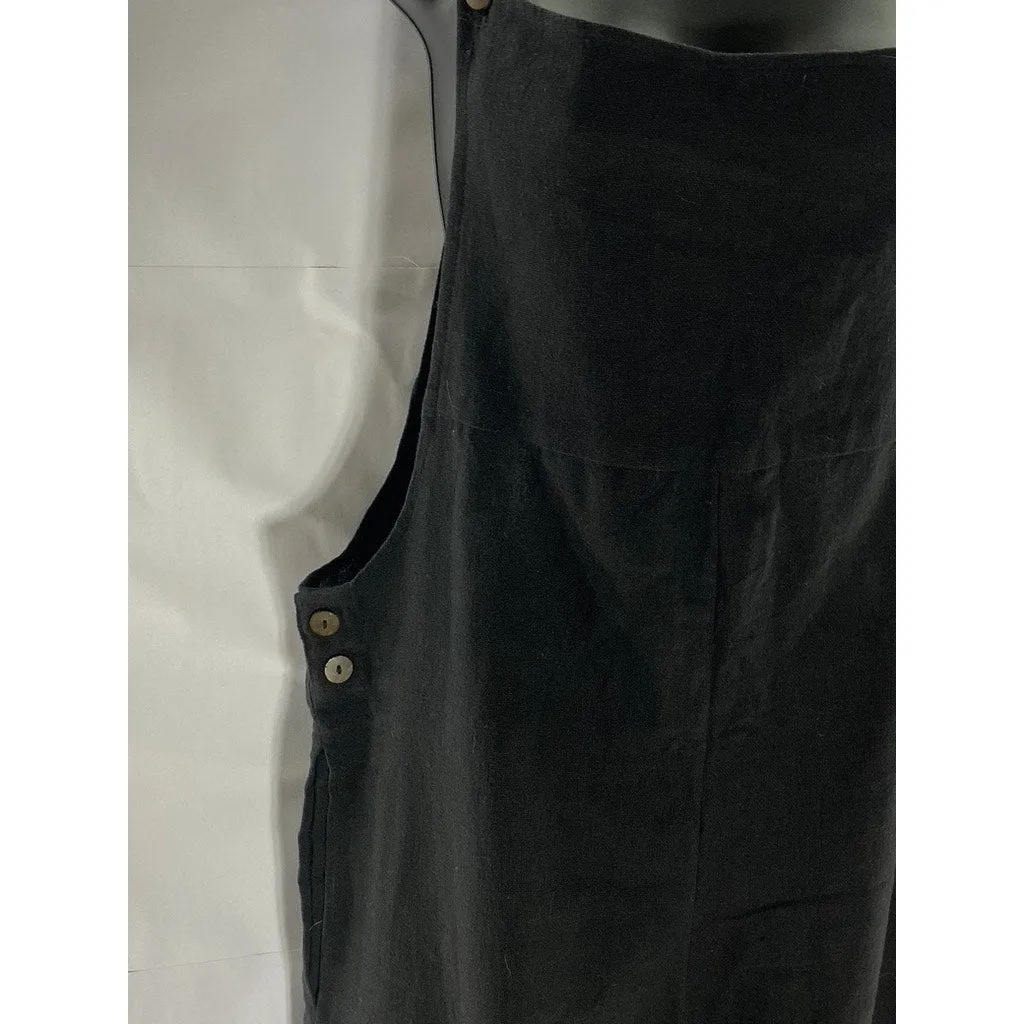 KAYA WEAR Women's Black Lightweight Button Strap Straight-Neck Overall SZ M/L