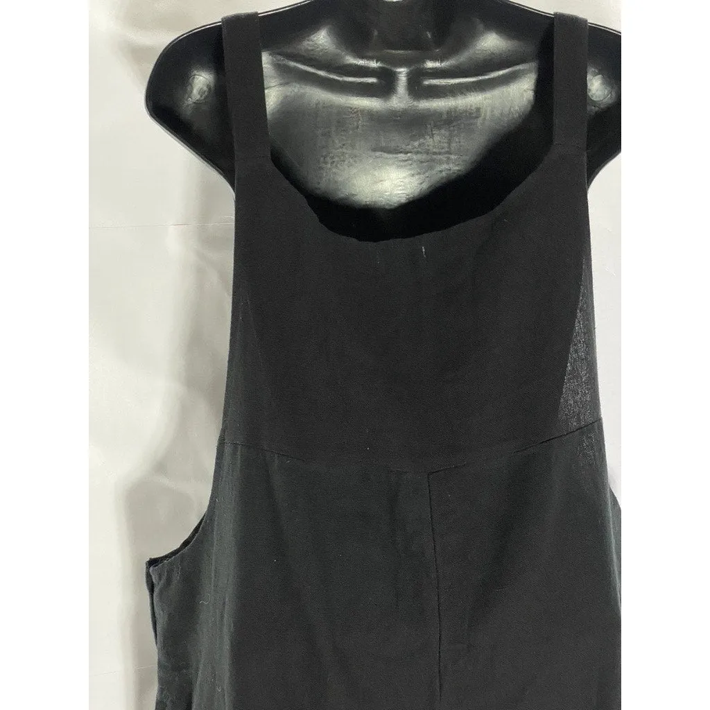 KAYA WEAR Women's Black Lightweight Button Strap Straight-Neck Overall SZ M/L