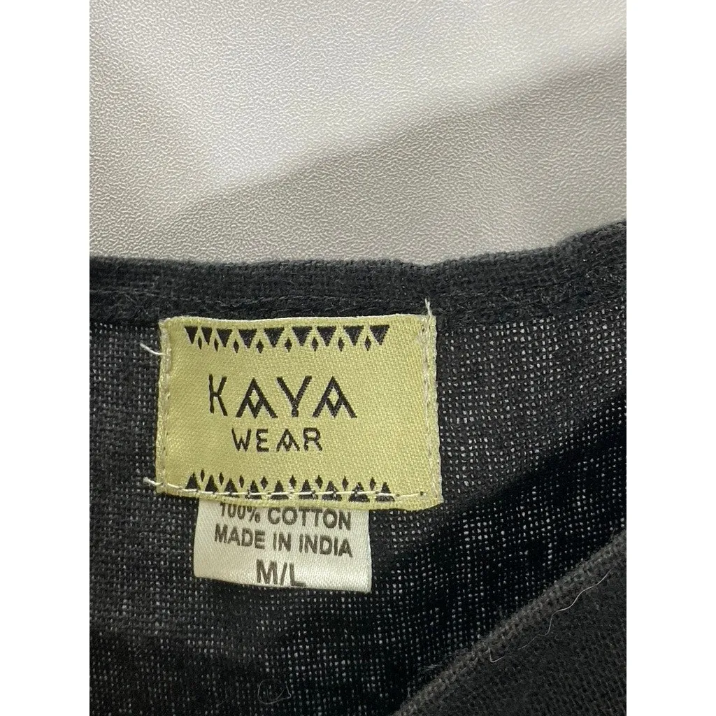 KAYA WEAR Women's Black Lightweight Button Strap Straight-Neck Overall SZ M/L