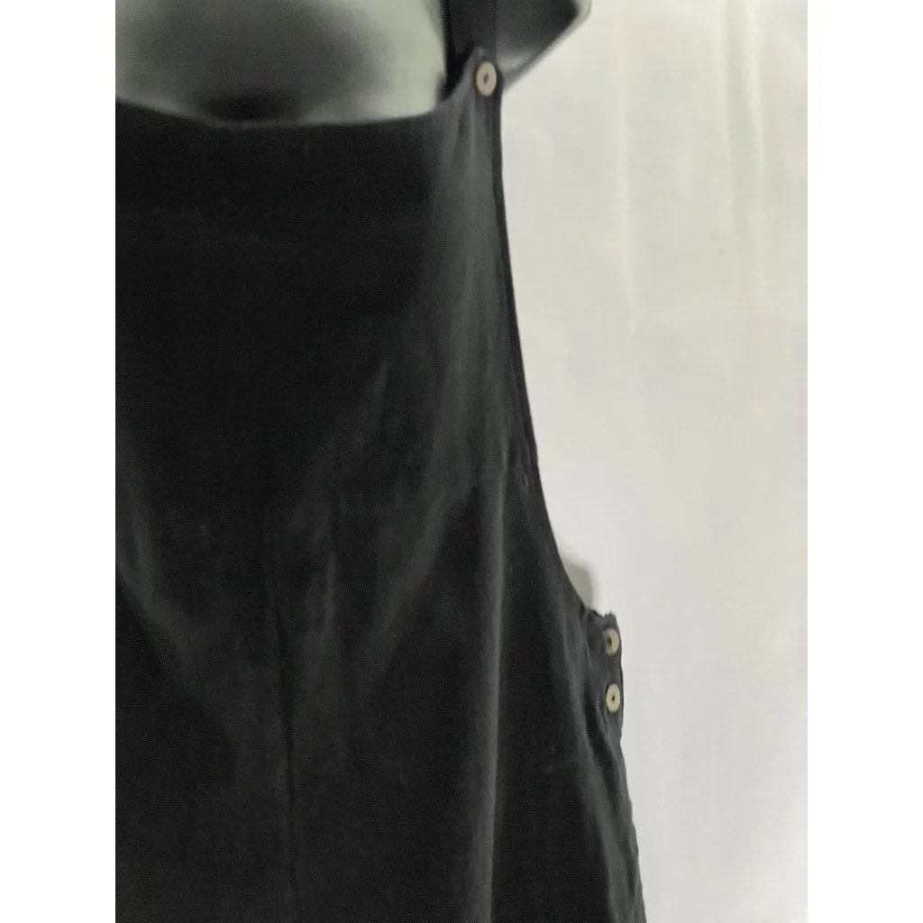 KAYA WEAR Women's Black Lightweight Button Strap Straight-Neck Overall SZ M/L