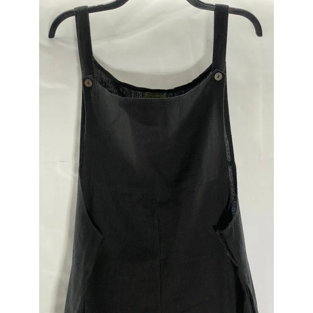 KAYA WEAR Women's Black Lightweight Button Strap Straight-Neck Overall SZ M/L
