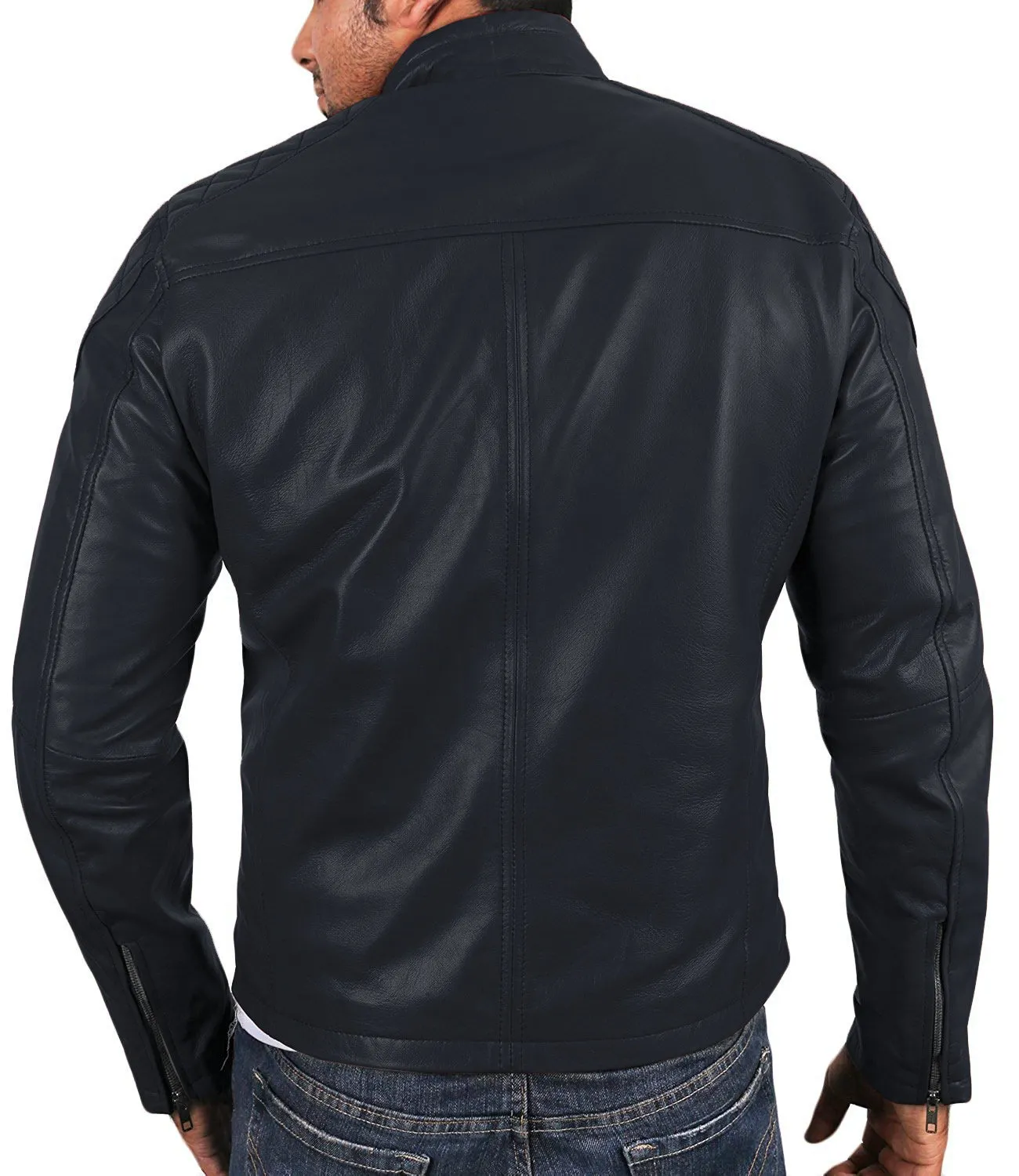 Leather Jackets Hub Mens Genuine Lambskin Leather Jacket (Black, Fencing Jacket) - 1501225