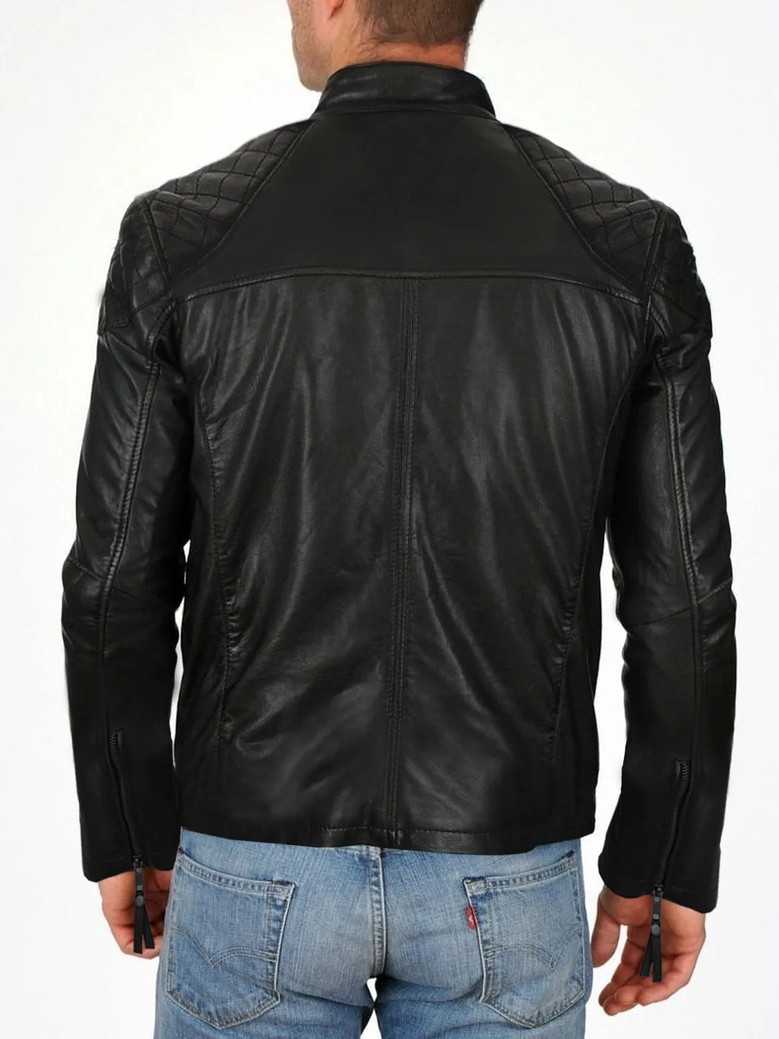 Leather Jackets Hub Mens Genuine Lambskin Leather Jacket (Black, Fencing Jacket) - 1501225