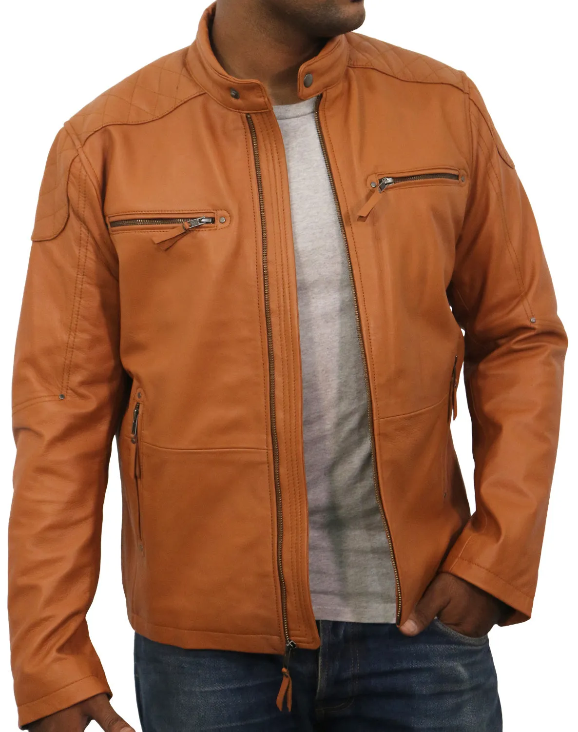 Leather Jackets Hub Mens Genuine Lambskin Leather Jacket (Black, Fencing Jacket) - 1501225