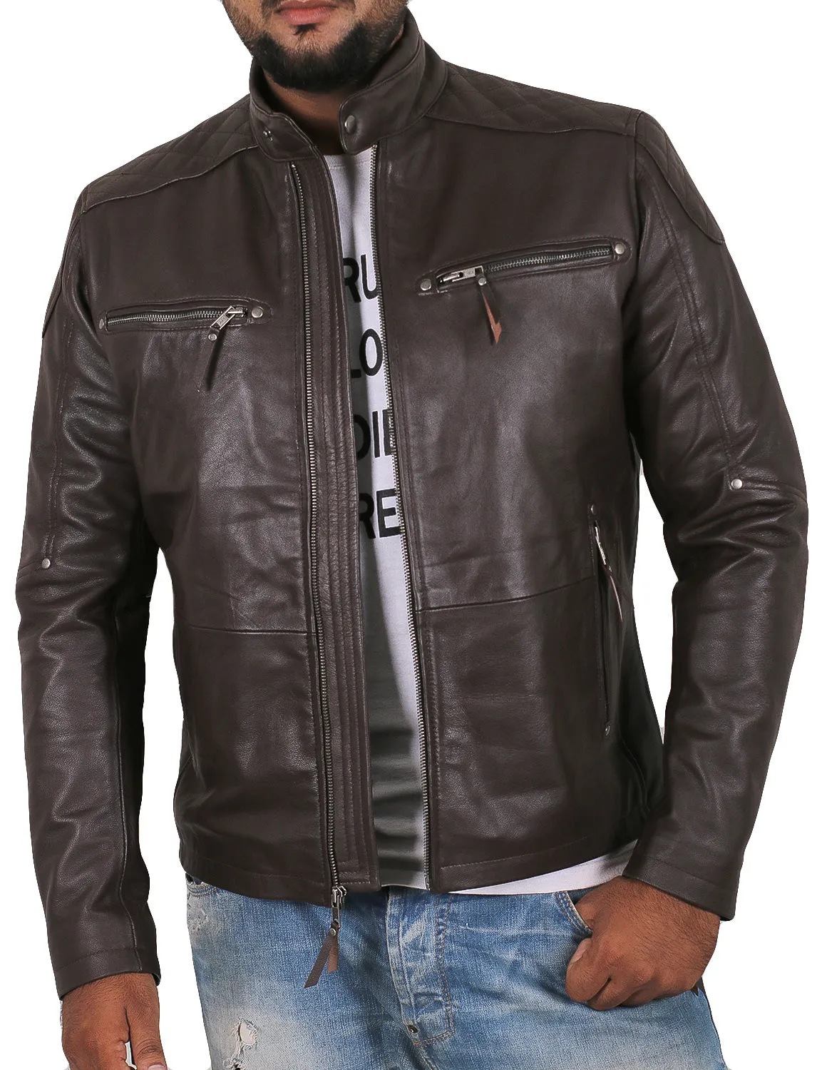 Leather Jackets Hub Mens Genuine Lambskin Leather Jacket (Black, Fencing Jacket) - 1501225