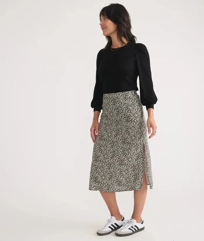Lexi Rib Puff Sleeve Top in Black