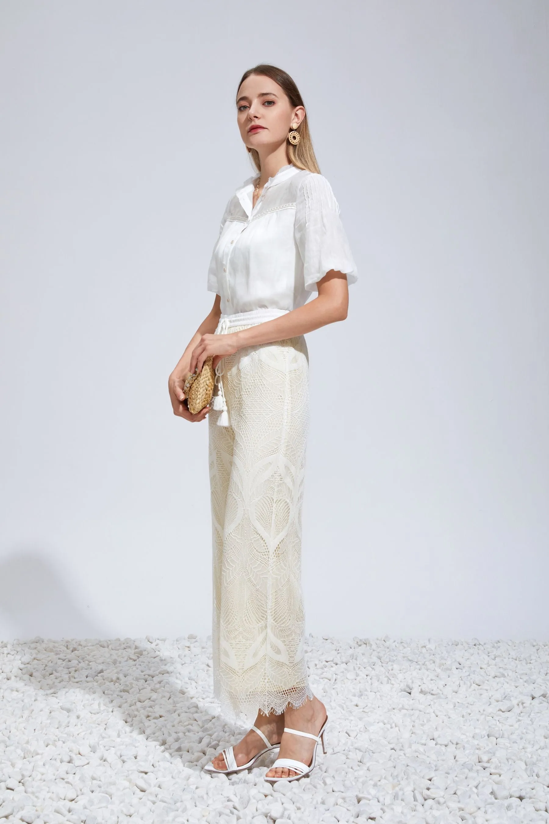 Lilou lace pants - ivory