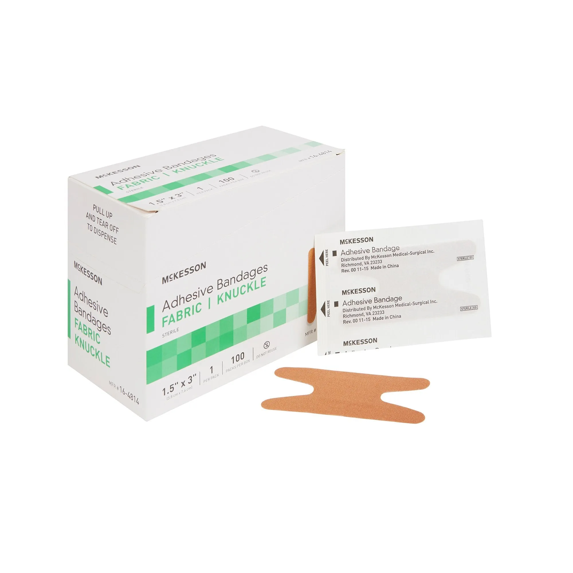 McKesson Knuckle Tan Adhesive Strip, 1-1/2 x 3 Inch