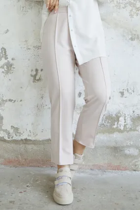 MDS Women Waist Zippered Chino Pants - Stone - La Rinconada