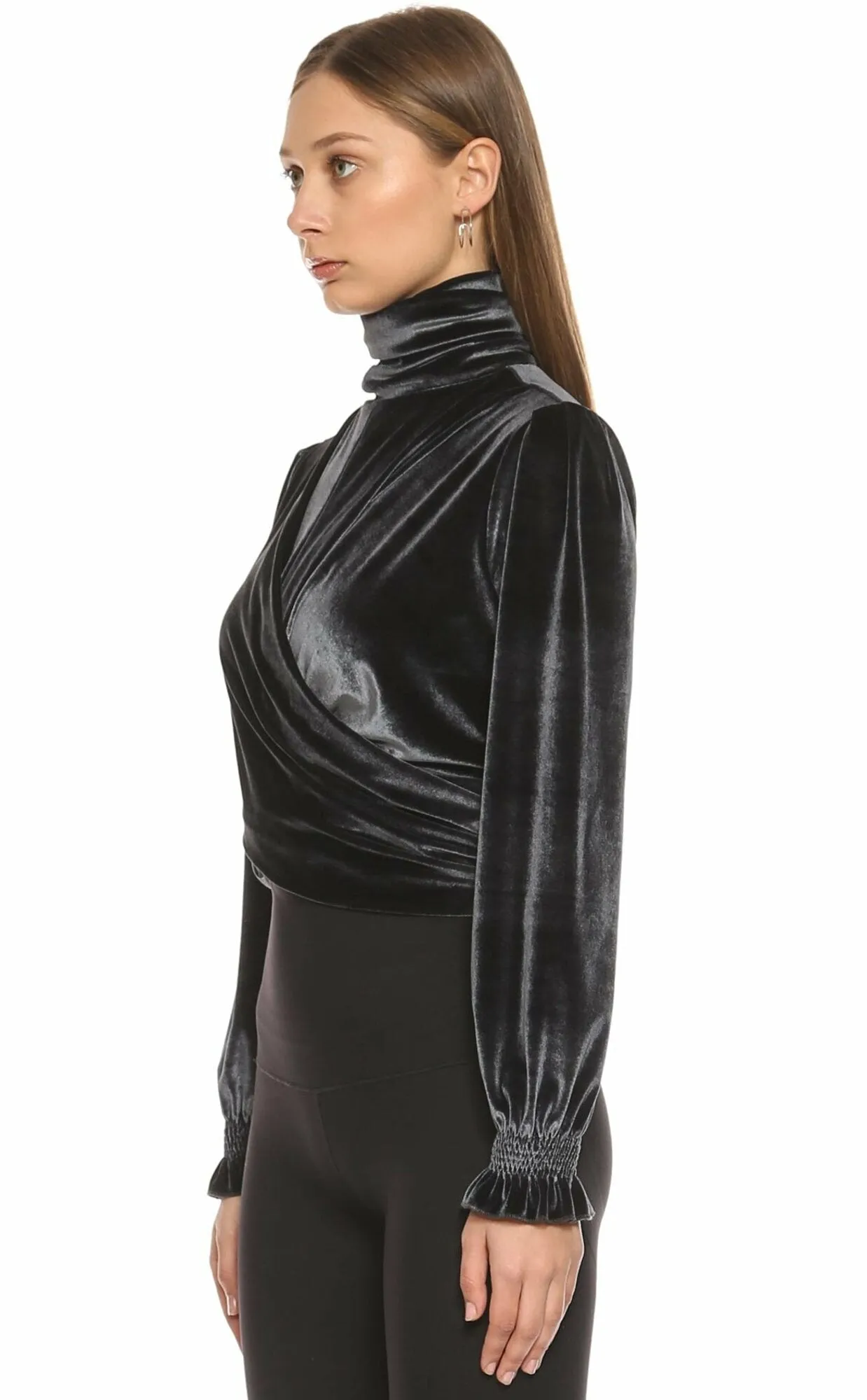 Melani Velvet Blouse in Grey